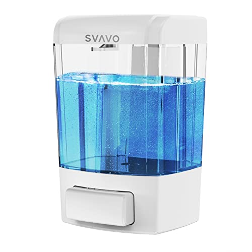 SVAVO Wall Mounted Soap Dispenser Kitchen Bathroom Manual Soap Dispenser Refillable Hand soap Dispenser for Liquid Contianers Shampoo Gel Chamber for Household Commerical 23.7oz (700ml) ABS - color: Full White