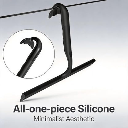 Shower Squeegee for Glass Doors - 10 Inch All-One-Piece Silicone with Built-in Hook Design for Shower Glass, Tile Walls, Mirrors & Windows, Black - size: 10"W x 8"H
