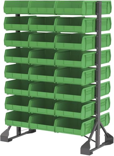 Akro-Mils 30235 AkroBins Plastic Storage Bins, 11"x11"x5", Green, 6-Pack | Space-Saving Stackable Bins for Garage, Pantry, Craft Organization - color: Green