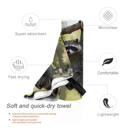Raccoon Climbing Branches Quick Dry Bath Towels - Super Soft Bath Towels for Home, Spa, Gym, Travel - color: Raccoon Climbing Branches, size: 27.5"x55"