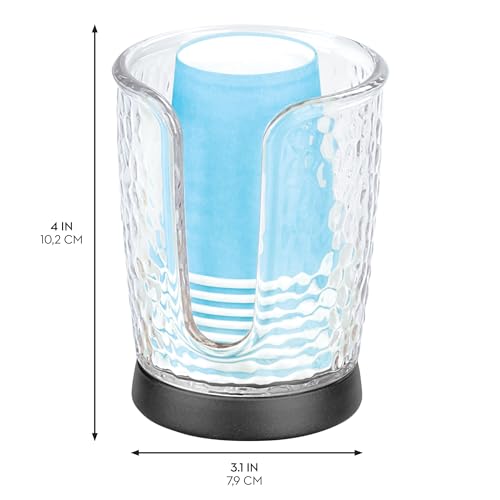 iDesign Paper Bathroom-Holds 3 oz Includes 8 Clear/Black Rain Disposable Cup Dispenser - color: Clear/Black