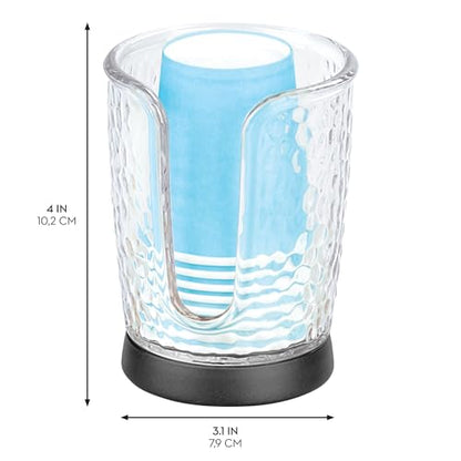 iDesign Paper Bathroom-Holds 3 oz Includes 8 Clear/Black Rain Disposable Cup Dispenser - color: Clear/Black