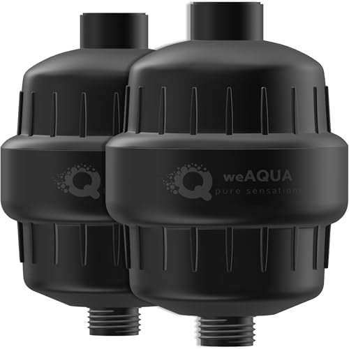 weAQUA Heavy Duty Shower Filter Family 2 PACK – 99% Removal for Hard Water, Chlorine, Fluoride, Heavy Metals, Micro-life, Organics and More (Matte Black) - color: 2 Pack Family - Matte Black
