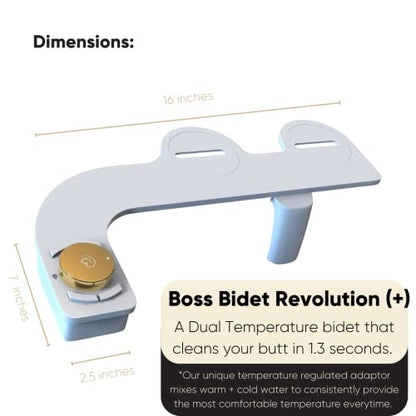 Revolution Plus (Warm Water). Bidet Attachment for toilet. Luxury design, Bidet sprayer for toilet, non electric, dual nozzle, feminine wash, self cleaning. Jerusalem Gold.