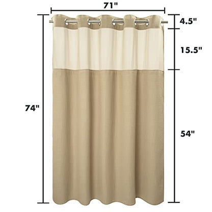 River Dream Linen Cotton Blend Fabric Shower Curtain Set with Liner, 71x74 | Waffle Weave, No Hook Needed, with Snap in Replacement Liner, Top Sheer Window, Hotel Quality Fabric for Bathroom - color: Linen, size: 71"W x 74"L (Pack of 1)