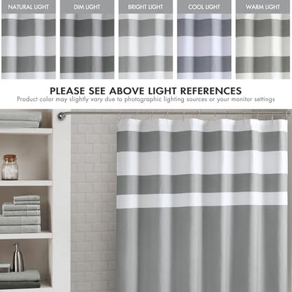 Madison Park Spa Waffle Shower Curtain Pieced Fabric with 3M Scotchgard Moisture Management Modern Home Bathroom Decorations, Tall 72"x84", Grey | Striped, Pieced Fabric Design, 3M Scotchgard Moisture Management, Hotel Quality, Modern, for Bathroom, OEKO-