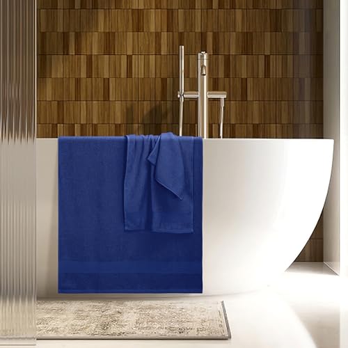 Belizzi Home 8 Piece Towel Set 100% Ring Spun Cotton, 2 Bath Towels 27x54, 2 Hand Towels 16x28 and 4 Washcloths 13x13 - Ultra Soft Highly Absorbent Machine Washable Hotel Spa Quality - Navy Blue - color: Navy Blue, size: 8 Piece Towel Set