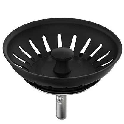 KANARY Stainless Steel Sink Strainer with Rubber Stopper(Single, Matte Black) - color: Matte Black, size: Twin