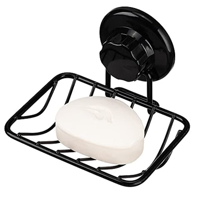 Super Powerful Vacuum Suction Cup Shower Soap Dish - Strong Rustproof Stainless Steel Soap Saver Sponge Holder for Bathroom & Kitchen Sink, Black - color: Black