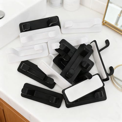 5PCS Self-Adhesive ABS Wall Hooks Bathroom Towel Clothes Hanging Hooks, No-Drill Easy Installation Water-Proof, 8.5 * 3 * 3.4cm, Black - color: Black
