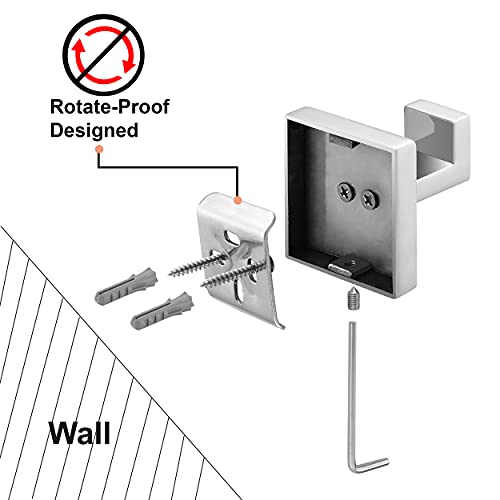 Nolimas Towel Hook Stainless Steel Bathroom Rustproof Clothes Towel Coat Hook Wall Mounted Square Toilet Kitchen, Heavy Duty Door Hanger, 2 Pack, Chrome Polished - color: Chrome Polished, size: 2 Pack