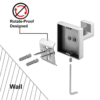 Nolimas Towel Hook Stainless Steel Bathroom Rustproof Clothes Towel Coat Hook Wall Mounted Square Toilet Kitchen, Heavy Duty Door Hanger, 2 Pack, Chrome Polished - color: Chrome Polished, size: 2 Pack