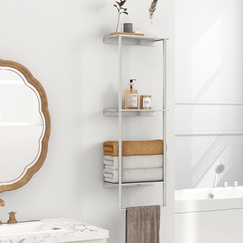 Bethom Towel Racks for Bathroom, 3Tier Towel Storage Rack, Brushed Nickel | Towel Rack for Bathroom with Shelf & Towel Bar, SUS304 Stainless Steel Rustproof, Easy to Install, Keeps Towels Tidy - color: Brushed Nickel-a