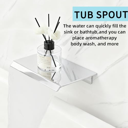10 Inch Shower Faucet Set, Ceiling Mounted Rainfall Shower System with High Pressure Handheld Shower Head, Bathroom Mixer Rough-in Valve and Trim Shower Kit, Polished Chrome, with Tub Spout - color: Sliver, style: 10 Inch