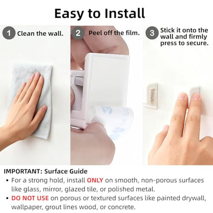 4-Pack Toothpaste Holder Wall Mounted, Plastic Tube Holders Clip for Shower | JM.JEEMI Tooth Paste Organizer Holder for Bathroom, Gripper for Face Cream Tubes c/w 1 Tube Squeezer - White, Small - size: Small_RT