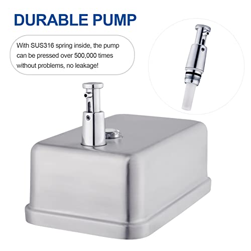 Commercial Soap Dispenser Wall Mount Stainless Steel, Vertical | Rust-Proof Lining and Anti-Leak Pump Liquid Hand 1100ml / 37oz. - size: Vertical