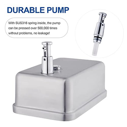Commercial Soap Dispenser Wall Mount Stainless Steel, Vertical | Rust-Proof Lining and Anti-Leak Pump Liquid Hand 1100ml / 37oz. - size: Vertical