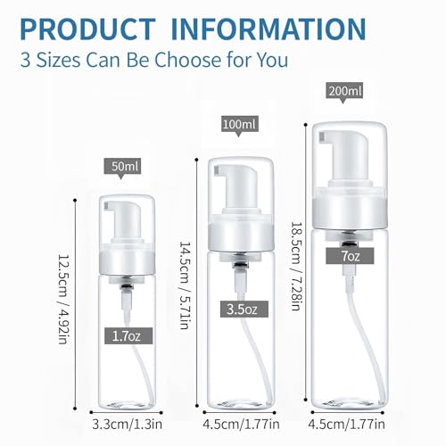 Foam Pump Bottle 7oz 2pcs Foaming Soap Dispenser 200ml Foaming Spray Bottless Travel Foas Pump Bottle Empty Travel Foass Bottles Clear Foams Dispenser for Hand Soap Toiletries Shampoo Lotion - size: 200 mL (2-Pack)