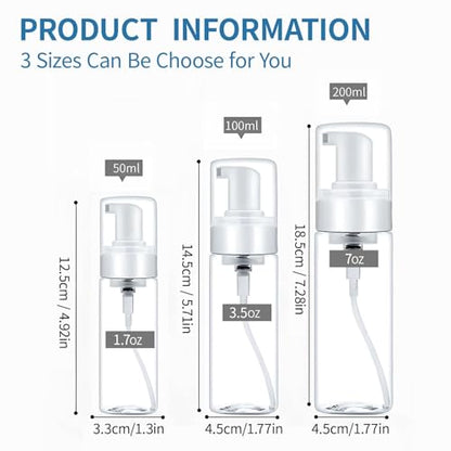Foam Pump Bottle 7oz 2pcs Foaming Soap Dispenser 200ml Foaming Spray Bottless Travel Foas Pump Bottle Empty Travel Foass Bottles Clear Foams Dispenser for Hand Soap Toiletries Shampoo Lotion - size: 200 mL (2-Pack)
