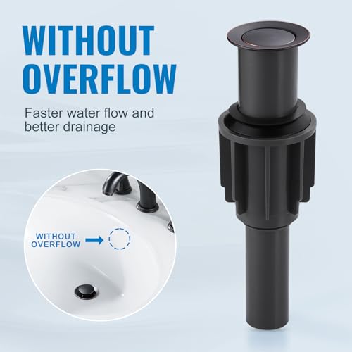Pop Up Sink Drain Without Overflow, Bathroom Sink Drain Vessel Sink Stopper Pop Up Sink Drain Stopper, Pop Up Drain for Bathroom Sink Drain Strainer for Hair Catcher,Oil Rubbed Bronze - color: Oil Rubbed Bronze, style: Without Overflow
