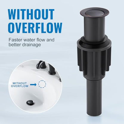 Pop Up Sink Drain Without Overflow, Bathroom Sink Drain Vessel Sink Stopper Pop Up Sink Drain Stopper, Pop Up Drain for Bathroom Sink Drain Strainer for Hair Catcher,Oil Rubbed Bronze - color: Oil Rubbed Bronze, style: Without Overflow
