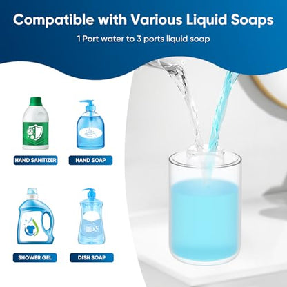 Automatic Soap Dispenser Touchless – 400ml Foaming Hand Soap Dispenser for Bathroom & Kitchen, Wall Mount or Countertop, 4 Adjustable Foam Levels, Rechargeable, IPX5 Waterproof