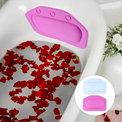 2pcs Non-Slip PVC Foam Bathtub Pillow with Strong Suction Cups, Tub Neck and Back Support Spa Cushion for Home Shower and Bath Relaxation Random Color