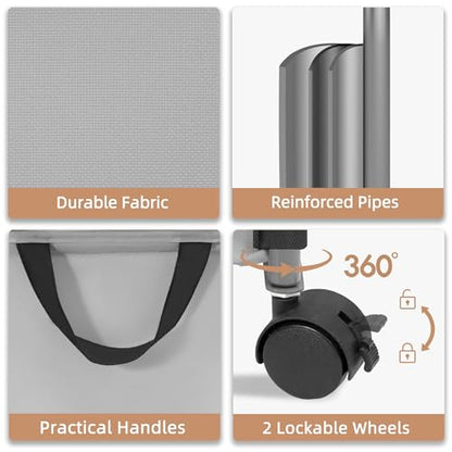 STORAGE MANIAC Rolling Laundry Hamper with Lid, 23.7 Gal (90 L) Large Tall Laundry Basket with Wheels & Handles, Aesthetic Dirty Clothes Hamper for Small Space, Dorm, Apartment, College, Gray - color: Gray