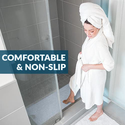ComfiLife Bath Mat for Bathroom Tub and Shower – Non Slip Extra Large Bathtub Mat with Drain Holes & Suction Cups – Machine Washable Rubber Mats to Keep Bathtub Clean (Light Blue, Wave 16" x 40")