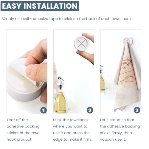 3-Piece Adhesive Towel Hook Set - White Silicone Claw Towel Holder for Kitchen, Bathroom, Outdoor Use - color: White