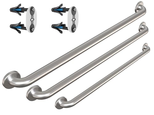 Prestige GBB-RESGBW35 Commercial Grab Bar Bundle 1.5in Dia 18/36/42in ADA | Satin-Finish Stainless Steel; 1.5in Diameter; lengths 18/36/42in; ADA compliant; commercial & residential restrooms - style: 3 Piece assortment w/ WingIts Fasteners