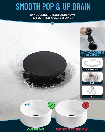 Bathroom Faucet Matte Black 8 Inch Certerset 3 Hole 2 Handles Faucet, BF-106B, 14 Inch Pull Down Out Sprayer Washing Pet & Cleaning, 360 Swivel Spout Widespread Coverage Vanity - color: Matte Black
