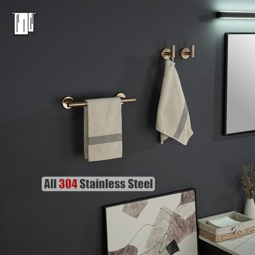 JQK Champagne Bronze Towel Bar, 12 Inch 304 Stainless Steel Thicken 0.8mm Towel Rack Bathroom, Towel Holder Wall Mount, Useable Length 9 Inch, TB110L9-CB - color: Champagne Bronze, size: 12 Inch