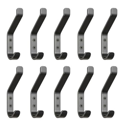 GlazieVault Coat Hooks Wall – Door Hooks (10 Pack) - Heavy Duty Wall Mounted - Premium Design Rust Free Hooks - style: Flat Hooks Black P-10