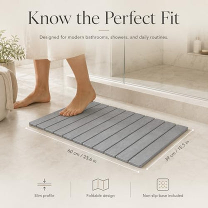 Extra Large Stone Bath Mat Made From Diatomaceous Earth, Fast Drying Non Slip Bathroom Rug for Shower, Modern Absorbent Mat with Quick Dry Surface for Bathroom Accessories