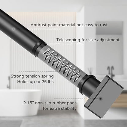 UIOSANRT Tension Shower Curtain Rod 31-55 Inches Non-Slip Shower Rod Tension Mounted No Drill Black Shower Curtain Rods Spring Tension Rod Adjustable Tension Curtain Rod for Windows Bathroom - color: Black, size: 31"-55"
