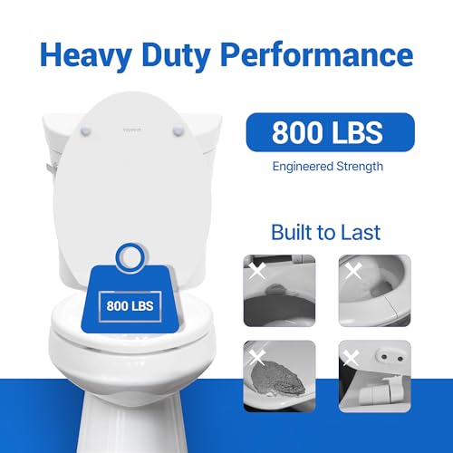 Pro Elite Heavy-Duty Wood Toilet Seat, Round, White | Magnetic Quick-Release, Easy-Clean and Change, HushMotion Soft Close, StainShield High-Gloss Finish, Arch-Tite Secure Fit - color: White, size: Round