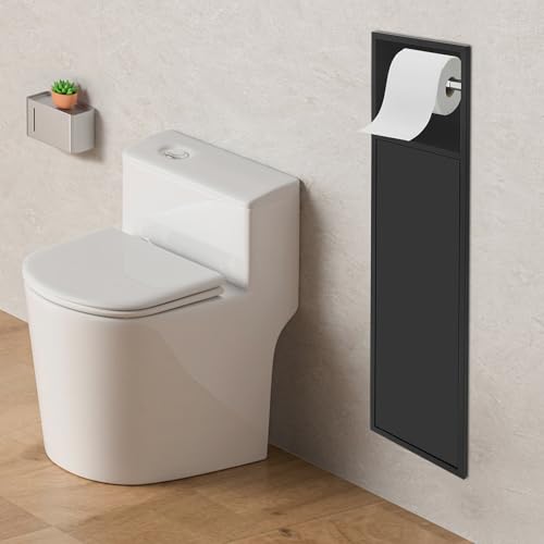 Recessed Toilet Paper Holder, 4 Tiers in Wall Toilet Paper Holder, 304 Stainless Steel Recessed Bathroom Cabinet Tissue Paper Storage Cabinet with Dispenser (Black) - color: Black