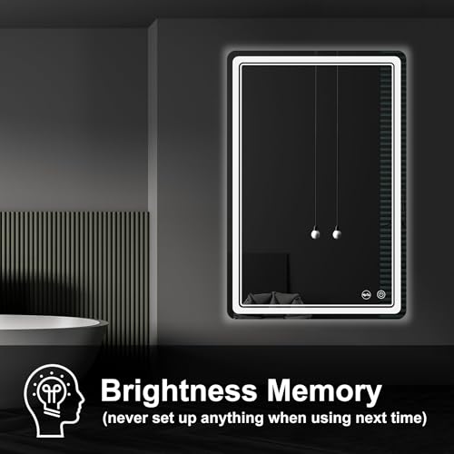 LED Bathroom Mirror with Lights, Anti-Fog, Dimmable, Lighted Bathroom Vanity Mirror for Wall, UL-Certified (24 x 36) - size: 24"L x 36"W