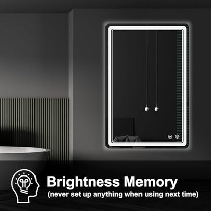 LED Bathroom Mirror with Lights, Anti-Fog, Dimmable, Lighted Bathroom Vanity Mirror for Wall, UL-Certified (24 x 36) - size: 24"L x 36"W