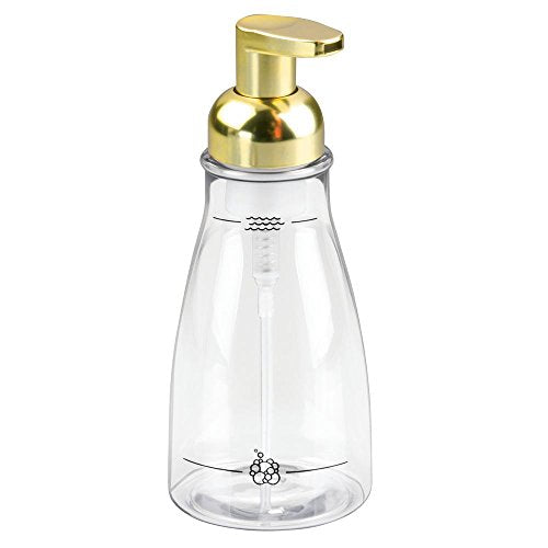 InterDesign Foaming Soap Dispenser Pump, for Kitchen or Bathroom Vanities - Clear/Gold Brass - color: Soft Brass, style: Pack of 1