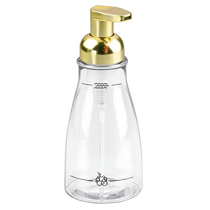 InterDesign Foaming Soap Dispenser Pump, for Kitchen or Bathroom Vanities - Clear/Gold Brass - color: Soft Brass, style: Pack of 1
