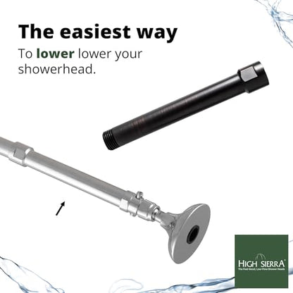 High Sierra® Solid Lead-Free Metal 6″ Shower Arm Extension. Lowers height of fixed and handheld shower heads. Will support the Weight of Handheld and Combination Shower heads - Brushed Gold - color: Brushed Gold