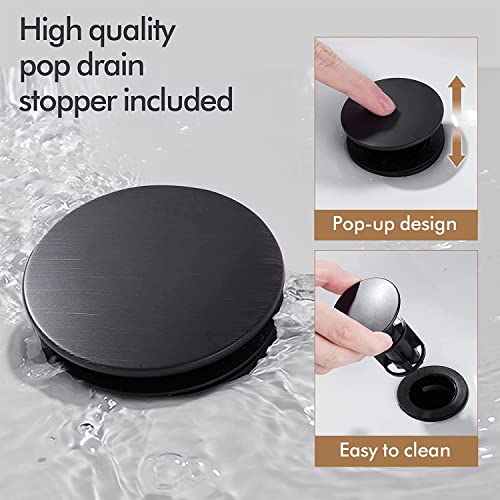 Tall Vessel Sink Faucet Oil Rubbed Bronze Faucet for Bathroom Sink Tall Waterfall Bathroom Faucet Single Handle 1 or 3 Hole Wash with Pop-up Drain - color: Oil Rubbed Bronze