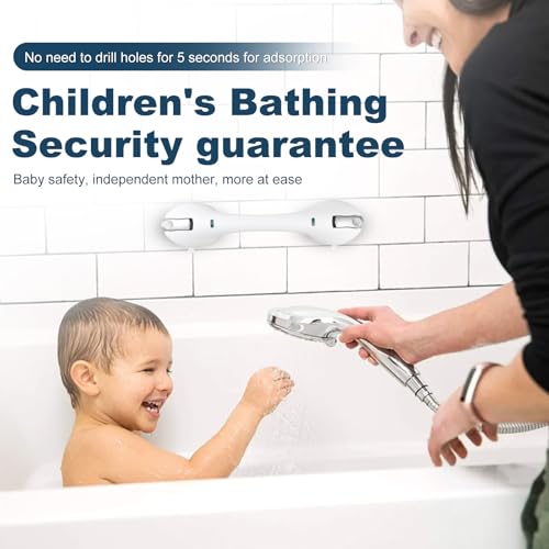 Shower Grab Bar 2 PCS Suction Grab Bars for Bathtubs and Showers, Shower Handle Removable Shower Handrails for Kids, Bathroom Safety Grip Waterproof(Silver) - color: Silver-