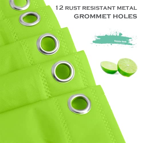 Lime Green Plastic Shower Curtain Or Liner, 72x72 Inch Lightweight Plastic Bathroom Shower Showroom Inner Curtain with Rustproof Metal Grommet Holes and Weighted Magnets - color: E02-fresh Green, size: 72"W x 72"L (Pack of 1)
