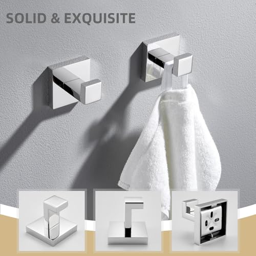 Angle Simple Bathroom Towel Hook, Robe Coat Hanger, Polished Chrome, 2 Pack | SUS304 Stainless Steel, Heavy Duty Wall Hook for RV Garage Kitchen Closet Cabinet, Hand Towel Holder Screw Wall Mount - color: Polished Chrome, size: 2 Pack