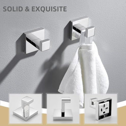 Angle Simple Bathroom Towel Hook, Robe Coat Hanger, Polished Chrome, 2 Pack | SUS304 Stainless Steel, Heavy Duty Wall Hook for RV Garage Kitchen Closet Cabinet, Hand Towel Holder Screw Wall Mount - color: Polished Chrome, size: 2 Pack