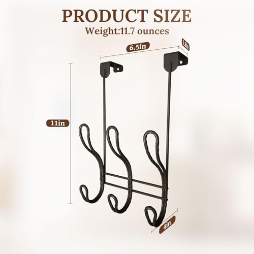 Twisted Design Over The Door Hook Rack, Over The Door Towel Rack, Door Hanger, Door Coat Hanger, Over The Door Coat Rack, for Bathroom, Bedroom or Laundry Room (Black with 6 Hooks) - style: Black with 6 Hooks