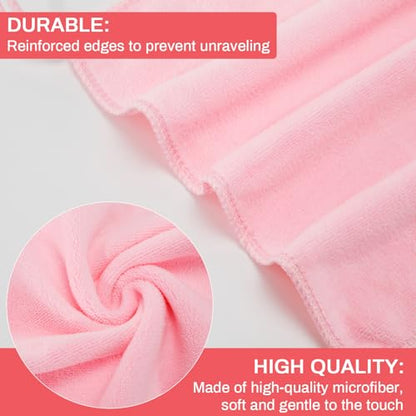 Makeup Remover Washcloths, 6 Pack Microfiber Face Towels, Plush & Thick, Ultra Soft Reusable Towels for Face & Hands, Highly Absorbent & Gentle 12 x 12 Inches, Light Pink - color: Light Pink